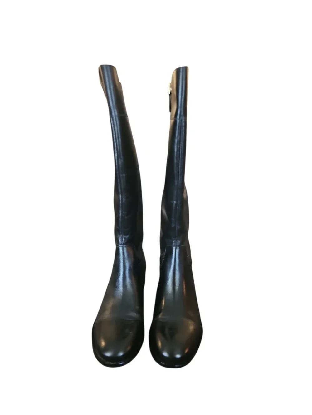 Talbots Tish Bit Riding Boots Black Knee-High Leather  with Gold Bit Detail 7.5